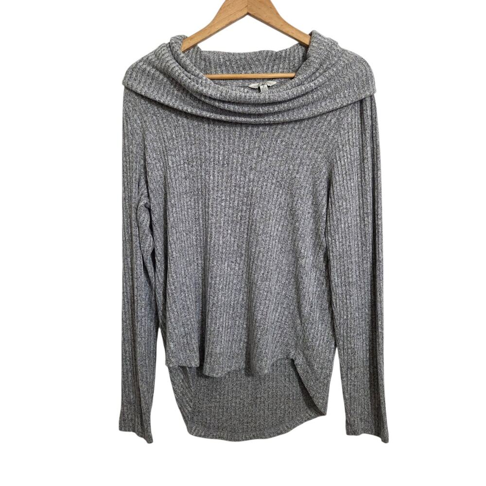 Lucky Brand Slouchy Cowl Neck Ribbed Soft Pullover Knit Top Sweater MEDIUM